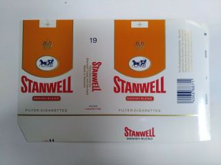 Opened Empty Cigarette Soft Packs - 84 Mm - Denmark - Stanwell - 19 Cigarettes