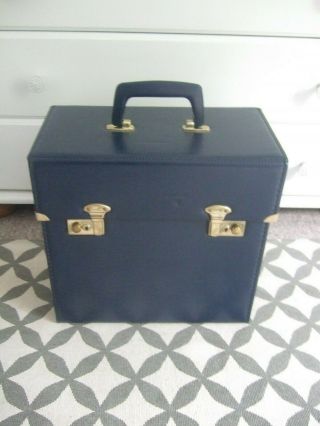 Vintage 12 " Record Vinyl Navy Blue Beau Brummel Storage Box Carry Case