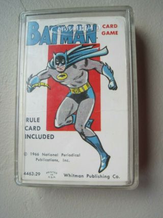 Vtg 1966 Whitman Batman Card Game Plastic Case Complete
