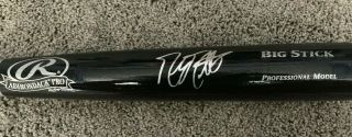 Rawlings Adirondack Black Big Stick Signed Baseball Bat Mike Moustakas Psa/dna