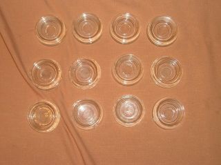 Vintage 12 Clear Glass Furniture / Floor Protectors Coasters - Casters