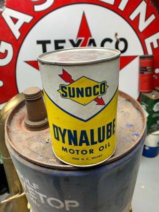 Vintage Sunoco Dynalube 1 Quart Oil Can Composite Nr