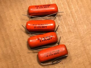 4 Nos Vintage Sprague Orange Drop.  2 Uf 400v Capacitors 715p Guitar Amp Caps