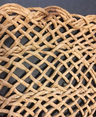 Set Of Four Vintage Woven Oval Rattan Wicker Table Mats Boho Made In Italy 3