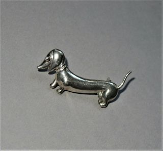 Vintage 1940 Horacio De La Parra Sterling Silver 925 Dachshund Wiener Dog Brooch
