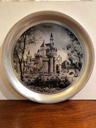 Vintage 11” Disneyland Collector Tin Plate Magic Kingdom? Black & White Souvenir
