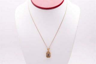 Antique 1920s Camphor Glass Diamond 14k Yellow Gold 18 " Necklace