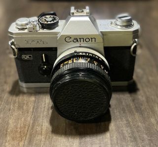 Vintage Canon Ftb Ql 35mm Slr Film Camera W/ F1.  8 50mm Lens