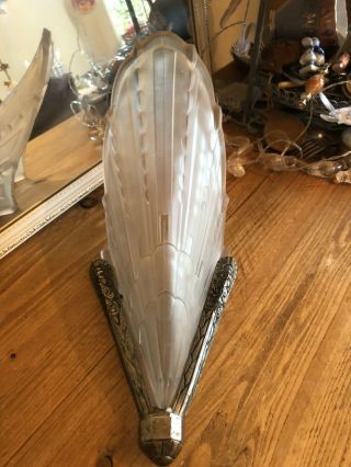 Antique Art Deco Shell Shaped Frosted Glass Wall Uplighter Needs Wiring Lovely