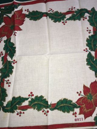 Set Of 10 Vintage Christmas Cloth Napkins By Bii 17 " Square Red White Green Gold