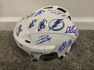 Tampa Bay Lightning 2019 Team Signed Hockey Helmet W/coa Stamkos Hedman Point,