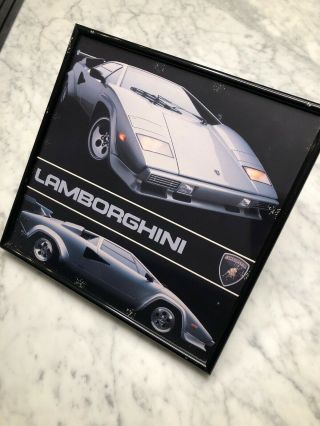 Lamborghini Countach Glass Framed Picture Poster Photo Car 80 