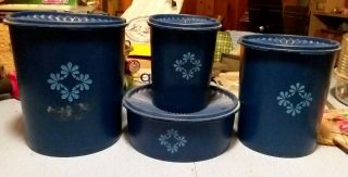Vintage Tupperware Blue/blueberry Canister Set - Good