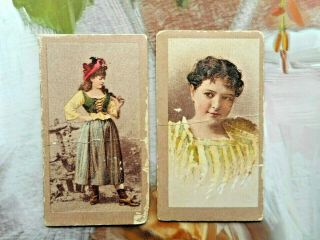 2 Kinney Bros.  Cigarette Cards.  (pre Am.  Tobacco Co. ) " Beauties " 1880s.  Exc.  130yr