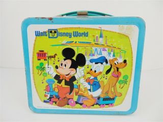 Vintage 1970s Aladdin Walt Disney World Embossed Metal Lunchbox