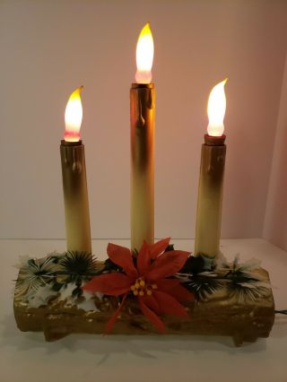 Vintage 1960s Ss Kresge Christmas Yule Log Electric Candle Lights Candolier