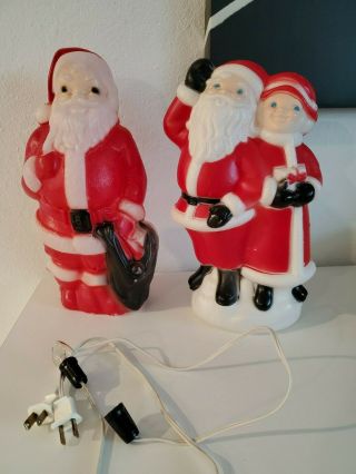 Vintage Empire Plastic Santa 1968 Light Up Mrs.  Clause 1978 Holiday Decor
