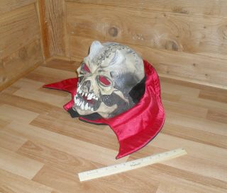 Vintage 1986 Be Something Studio Bss Halloween Mask Hooded Horned Skull
