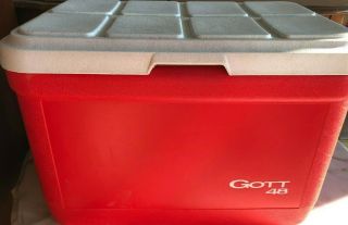 Vintage Gott 48 Qt Large Cooler W/ Plug Red Ice Chest