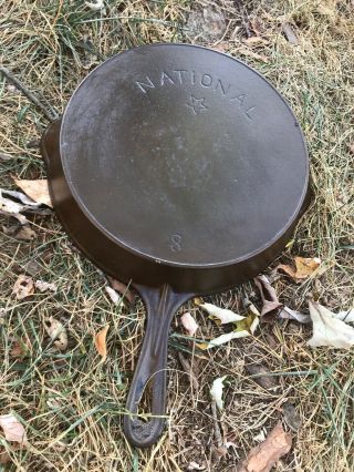Vintage National Star 8 Cast Iron Skillet Heat Ring (wagner) Double Pour Spout