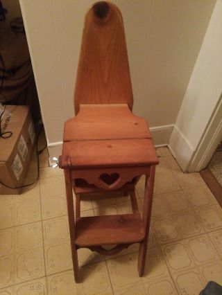 Antique 3 In 1 Wooden Folding Chair,  Ironing Board & Step Ladder