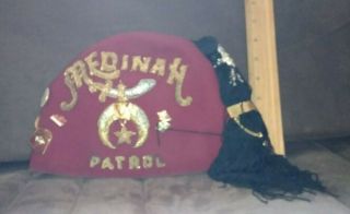 Midian Fez Hat W/ Storage Bag Size Vintage Shriners Masonic Fancy