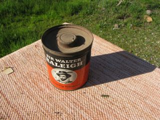 Antique Sir Walter Raleigh Tobacco Can