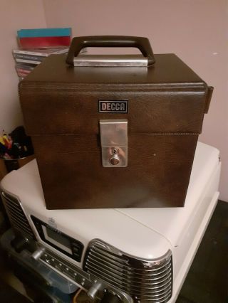 Vintage Decca 7  Singles Record/vinyl Brown Storage Case With Key