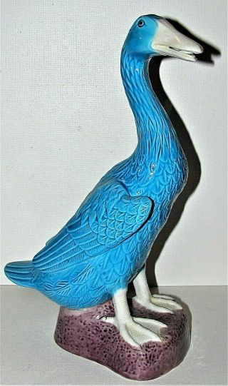 Lg Vintage Chinese Three Color Ware Turquoise Peking Duck Figure / Tongue