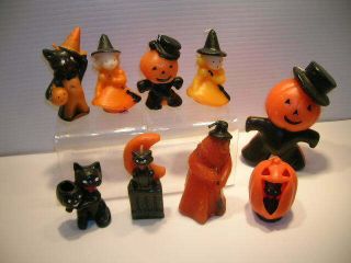 9 Vintage Gurley Halloween Candles Witch Pumpkins Cat And More Never Burned