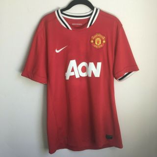 Manchester United Mens Authentic Home Jersey Aon Season 2011 Nike Dri Fit Large