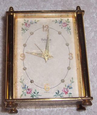 Vintage Helveco 7 Jewels Small Wind Up Alarm Clock