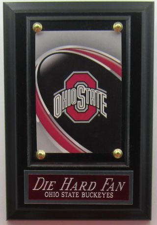 Die Hard Fan Ohio State Buckeyes Card Logo Plaque With Easel For Man Cave - Osu