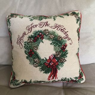 Imperial Elegance Needlepoint Pillow Vintage Accent Wool Christmas Holidays