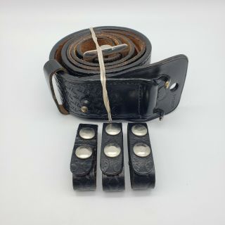 Vintage Bucheimer Police Duty Gun Belt Black Leather Size 34 Basketweave 2.  25 "