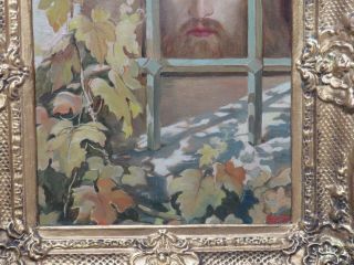 Pre - Raphaelite Religious Antique Oil Christ Imprisoned Signed Circa 1900 3
