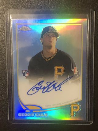 2013 Topps Chrome Gerrit Cole Blue Refractor Auto Rookie Rc /199 Newest Yankee