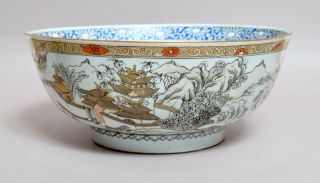An Extremely Large Antique 18thc Chinese Porcelain Punch Bowl
