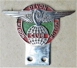 North Devon Motor Club Badge Car Mascot Vintage