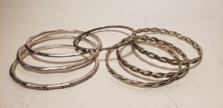 7 Pc Vintage Silver Bracelets - Sterling - Native - 3.  0 Ozt - Mexico - 925 - Nr