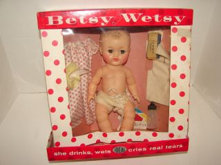 Vintage Ideal Doll Betsy Wetsy With Accessories Sleep Eyes