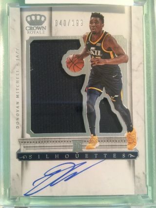 2017 - 18 Donovan Mitchell Crown Royale Silo Rookie Jersey Auto Rc Silhouette Hot