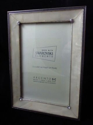 Vintage Swarovski Crystal Argento Mother Of Pearl Picture Frame 4 " X 6 " Picture