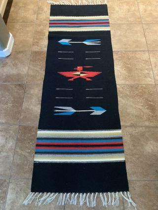 Vintage Chimayo Rug/blanket Runner Black “20 X 60