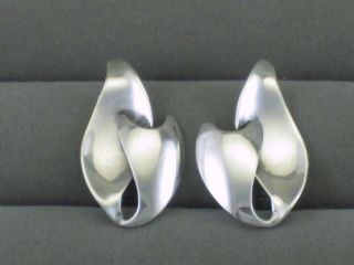 Vtg Carl Ove Frydensberg Cof Sterling Silver Modernist Abstract Clip Earrings