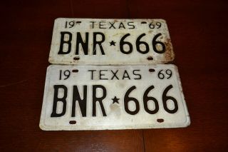 1969 Texas License Plate Pair