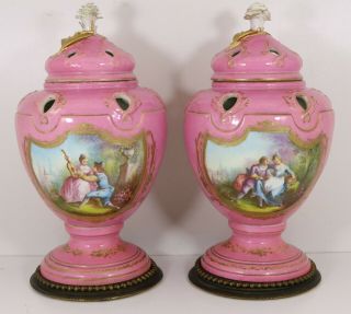 Antique French Porcelain Sevres Potpourri Vases