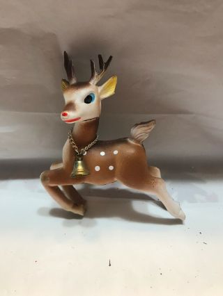 Vintage Brown Rubber Flying Christmas Reindeer Figure Japan 18h