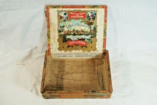 Vintage La Flor De La Isabela Cigar Wood Display Box Claro Advertising
