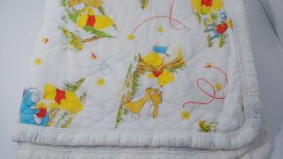 Vintage Sears Winnie The Pooh Baby Crib Blanket Quilt Trees Bees Rabbit Flaws